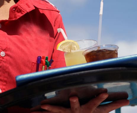 waitress with two drinks
